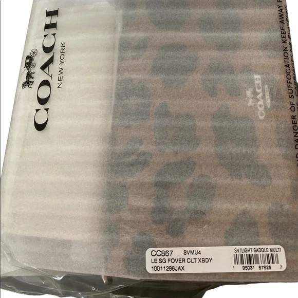 Coach Anna Foldover Clutch Crossbody With Leopard Print And Signature Canvas Bags